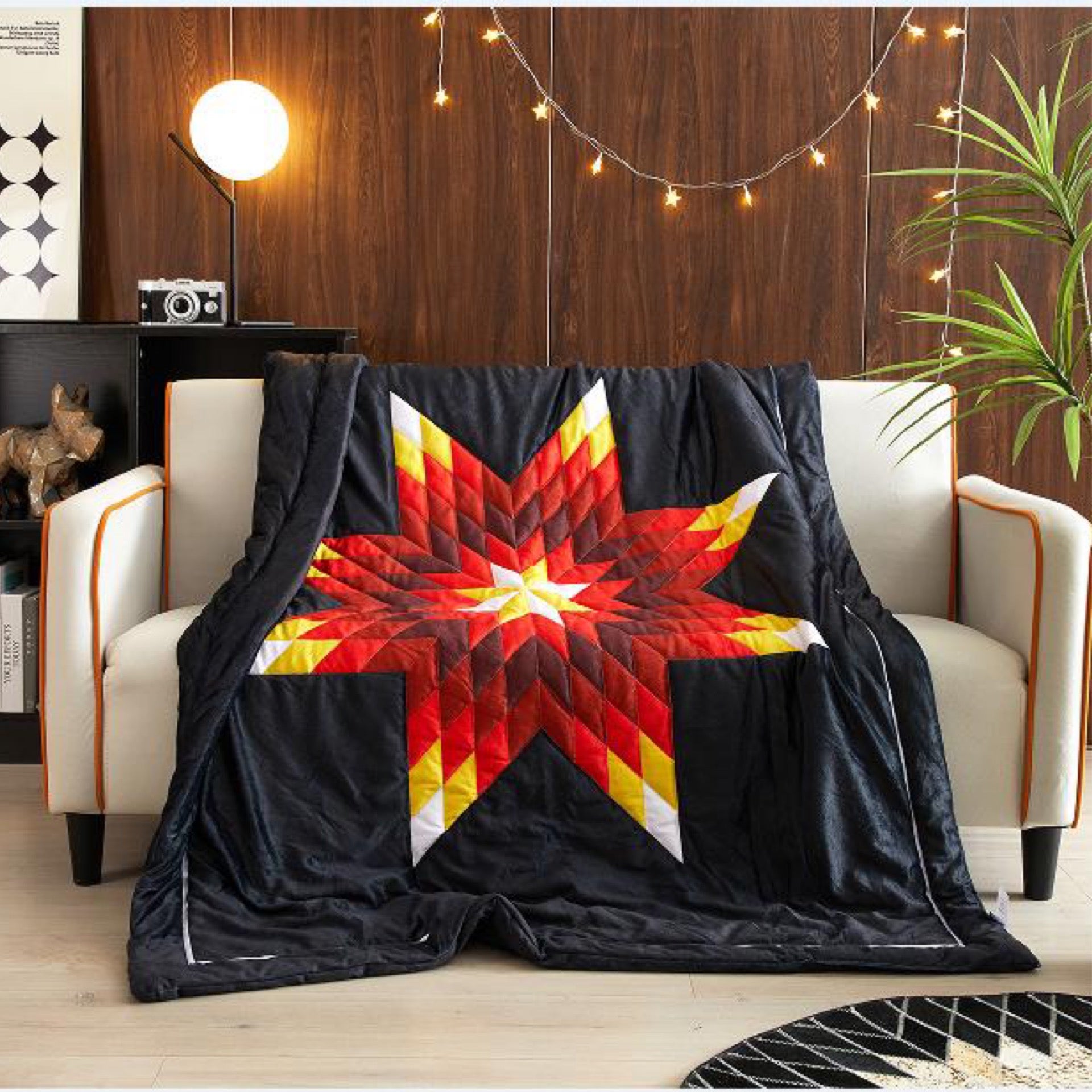 Throw Star Quilt - Black Sunburst | Lil Gails, LLC